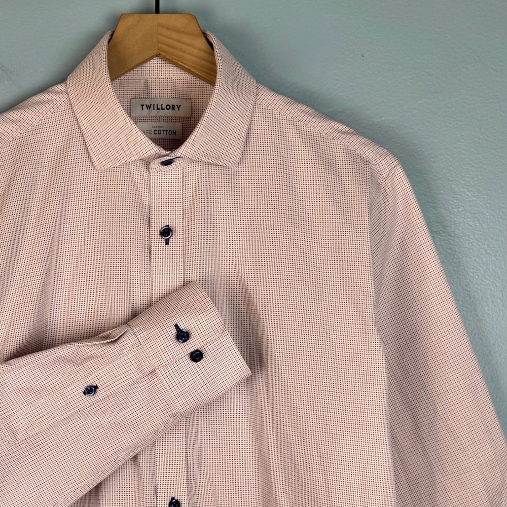 Twillory Safe Cotton Button Up Dress Shirt Mens 15.5 32/33 Non-Iron Tailored Fit